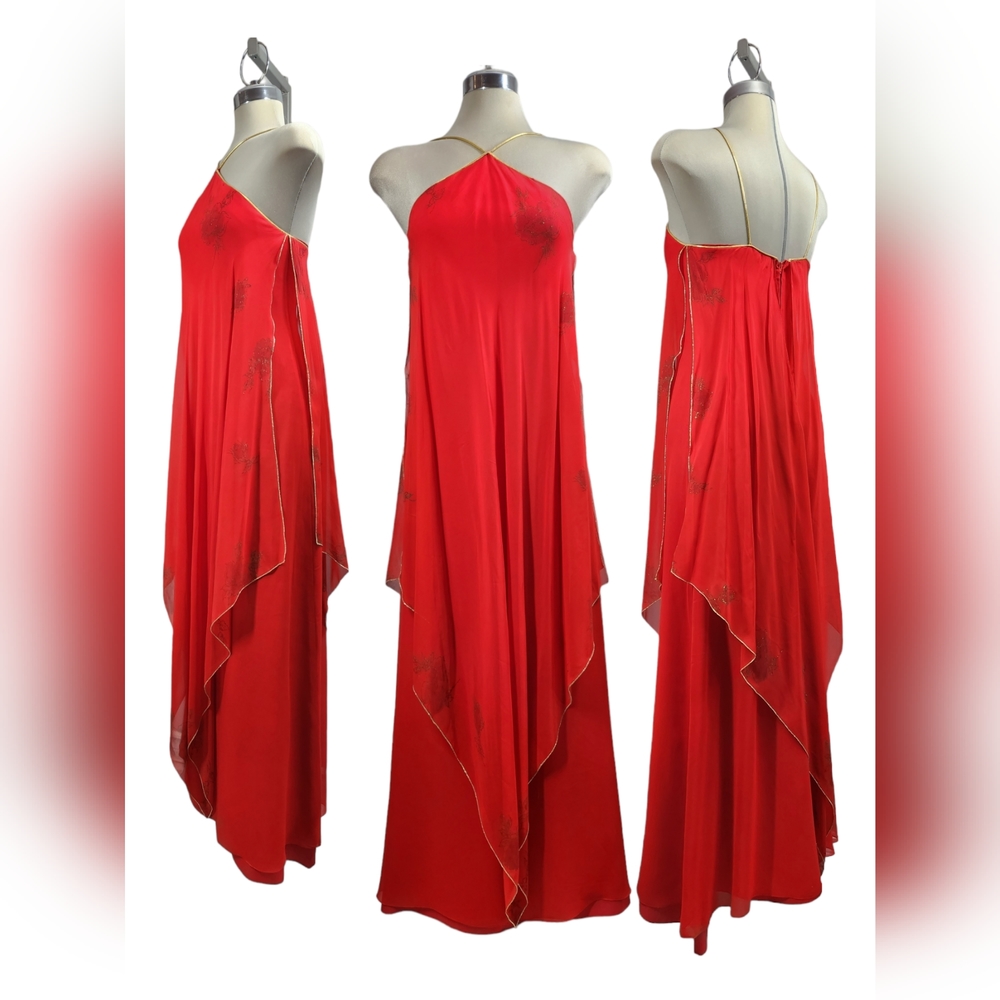 GORGEOUS RED GOWN maxi DRESS with embellished roses 🌹